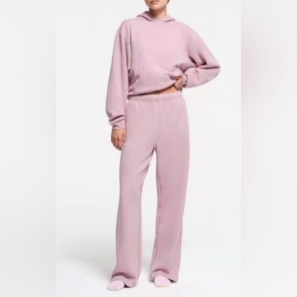 2pc💎Skims Dusk Pink Cotton Fleece Hoodie Pullover Sweatpant Small Medium Set NEW - Picture 3 of 4